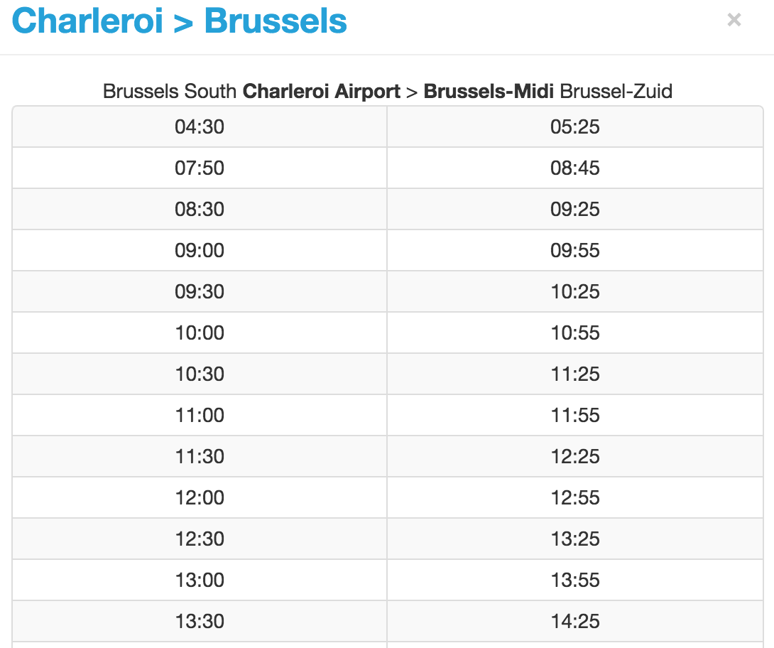 Расписание автобуса Brussels City Shuttle