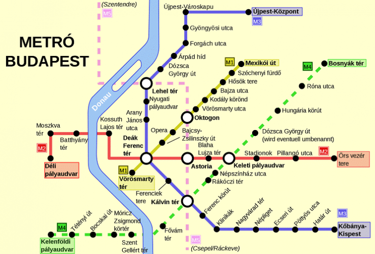 Схема метро Будапешта