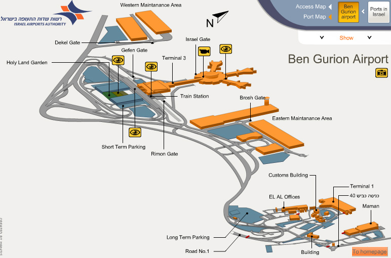 Схема аэропорта Бен-Гурион