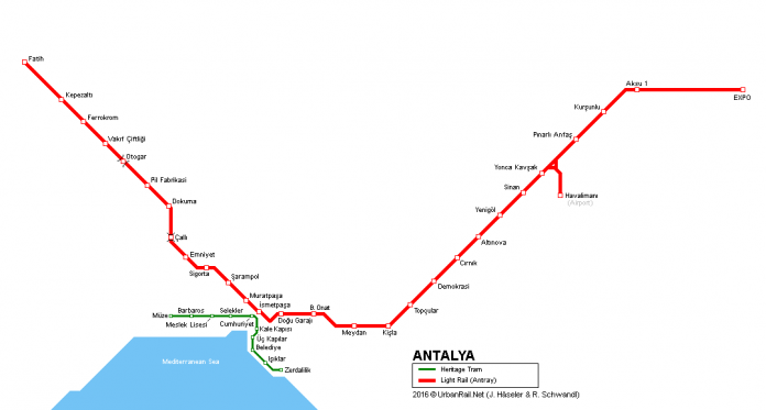 Карта трамваев анталья